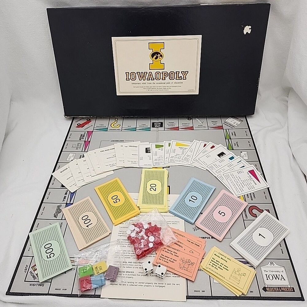 Game Iowaopoly 1st Edition 1987 University Of Iowa, Power Co, Hamburg Inn VTG